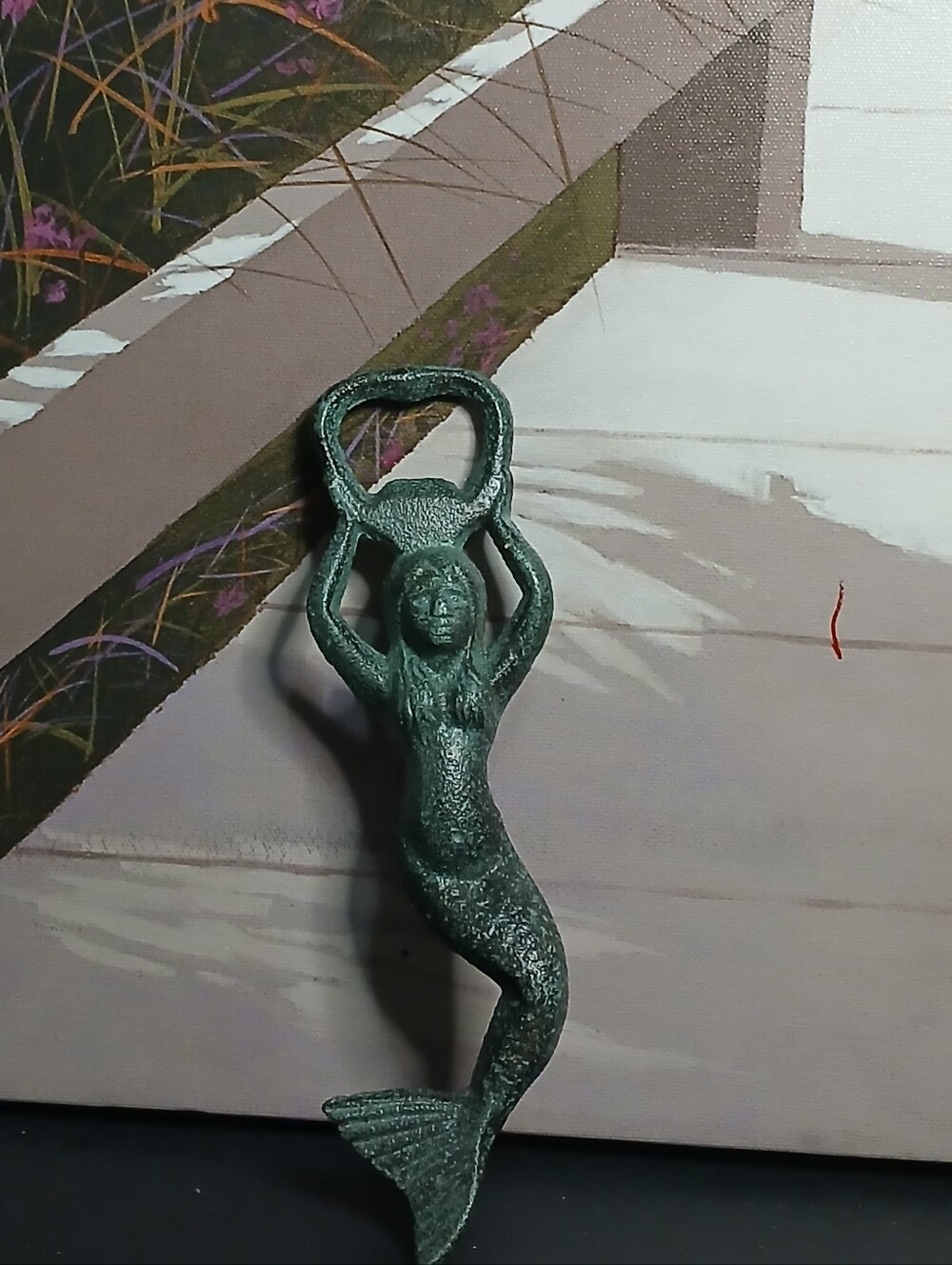 Mermaid Bottle Opener - Verdigris Green Metal